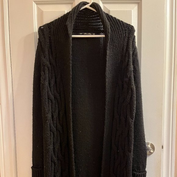 Zara Long Black Wool & Alpaca Cardigan Sweater - Picture 1 of 5
